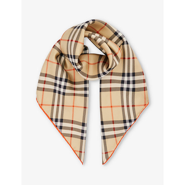 Burberry Check-print silk scarf