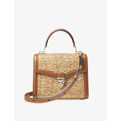 Aspinal Of London Mayfair mini raffia and leather shoulder bag | ASPINAL OF LONDON