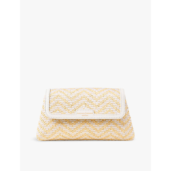 Aspinal Of London Evening raffia and leather clutch