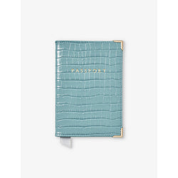 Aspinal Of London Branded croc-effect leather passport cover | Aspinal Of London