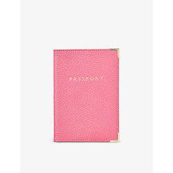 Aspinal Of London 'Passport' foil-print pebble leather passport cover 14cm