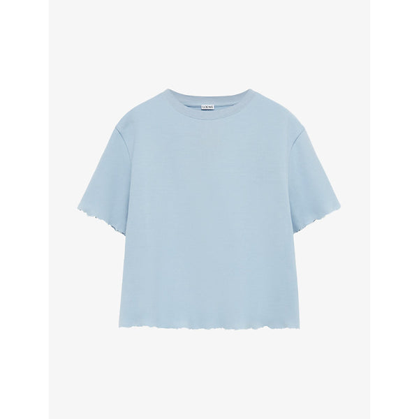  Loewe Anagram-embroidered raw-hem cotton-blend T-shirt