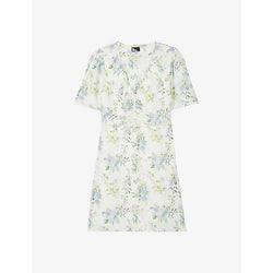  The Kooples Floral-print shirred woven mini dress