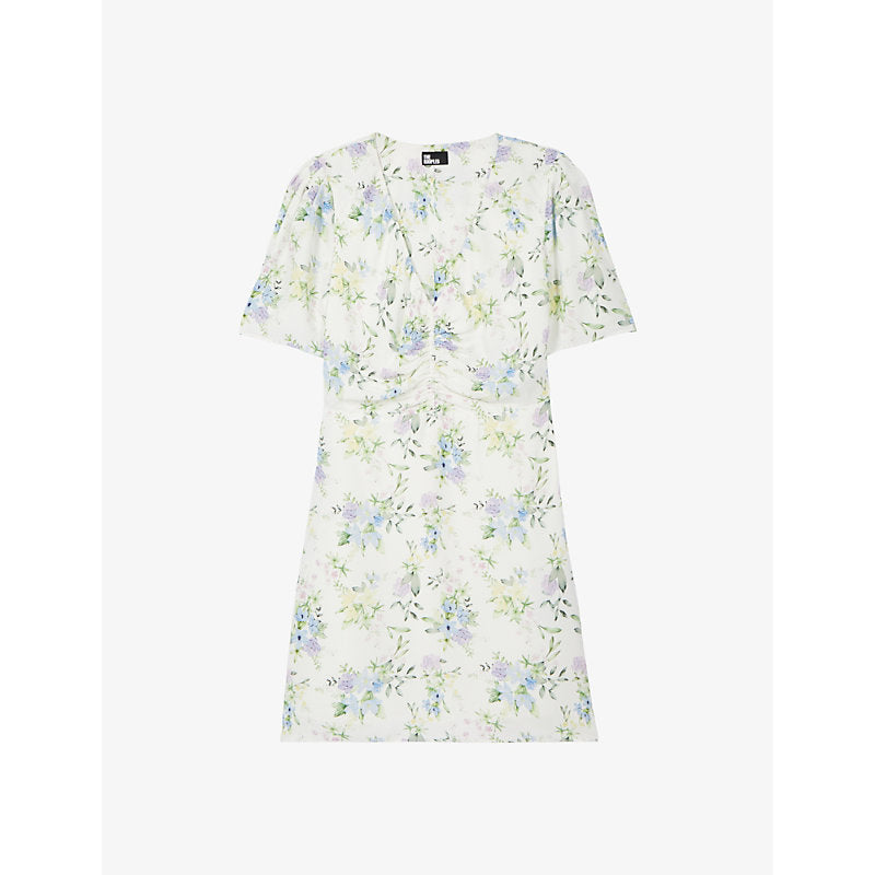  The Kooples Floral-print shirred woven mini dress