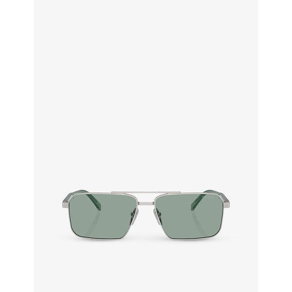 Prada PR A57S rectangle-frame metal sunglasses