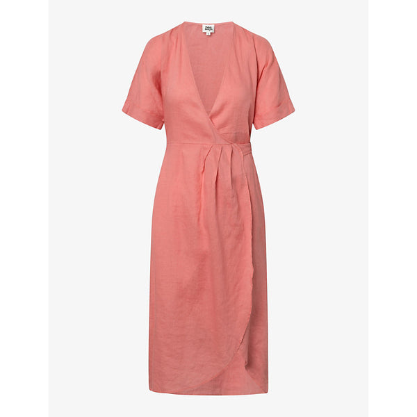 Twist & Tango Mya wrap-front short-sleeve linen midi dress