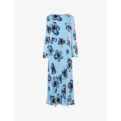 Whistles Hazy floral velvet midi dress