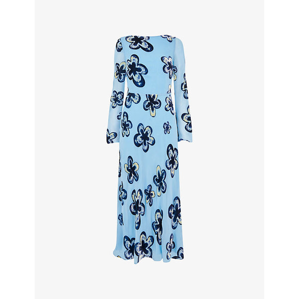 Whistles Hazy floral velvet midi dress | WHISTLES