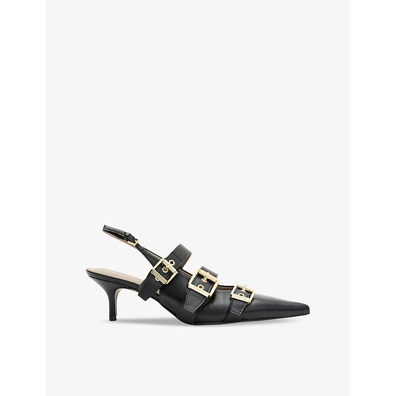 Allsaints Grace buckle-embellished heeled leather slingbacks