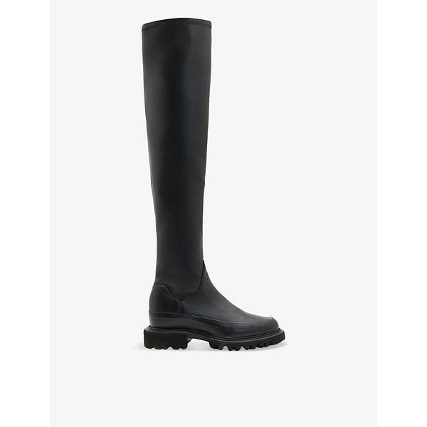 Allsaints Leona chunky-sole flat leather over-the-knee boots