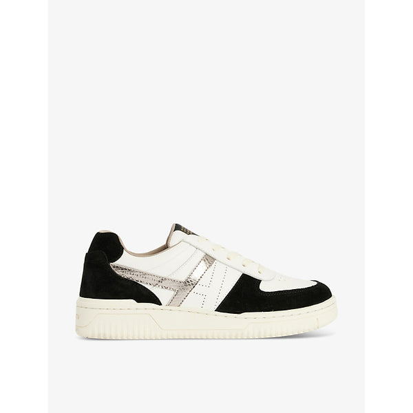 Allsaints Valentina logo-embossed leather and suede low-top trainers