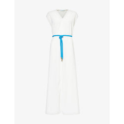 Leem Contrast-trim belted woven kaftan | LEEM