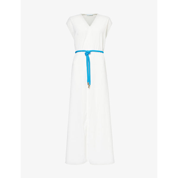 Leem Contrast-trim belted woven kaftan