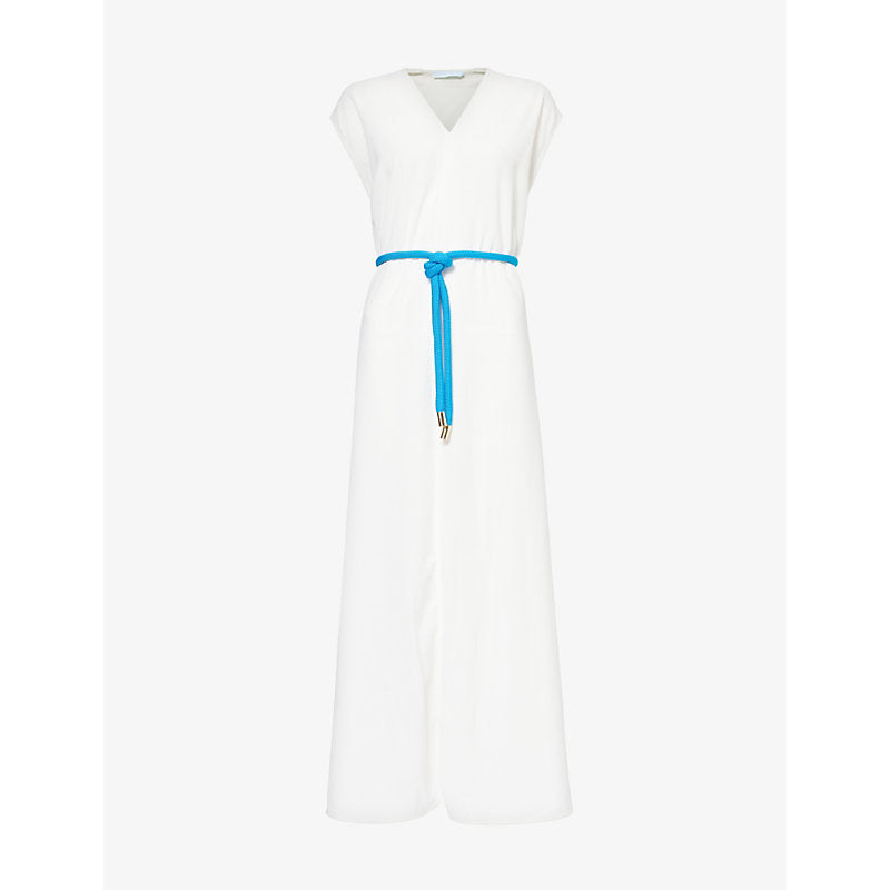 Leem Contrast-trim belted woven kaftan | LEEM