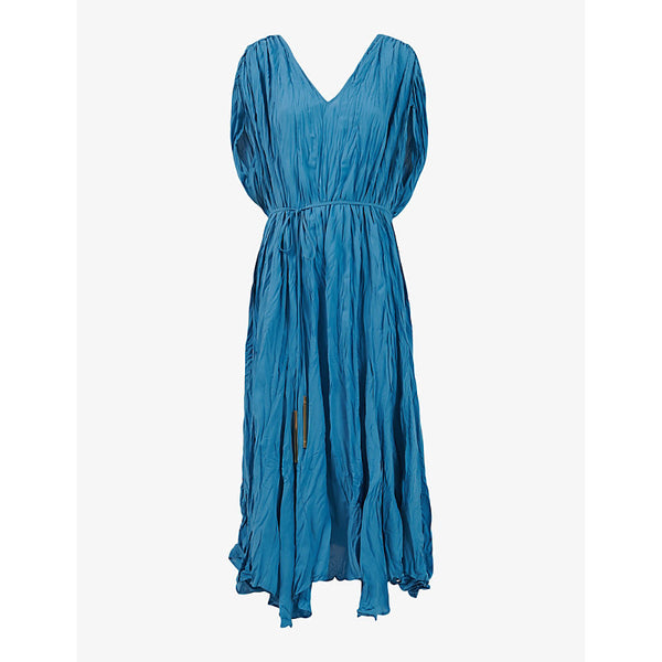 Leem Organic pleated woven midi dress | LEEM