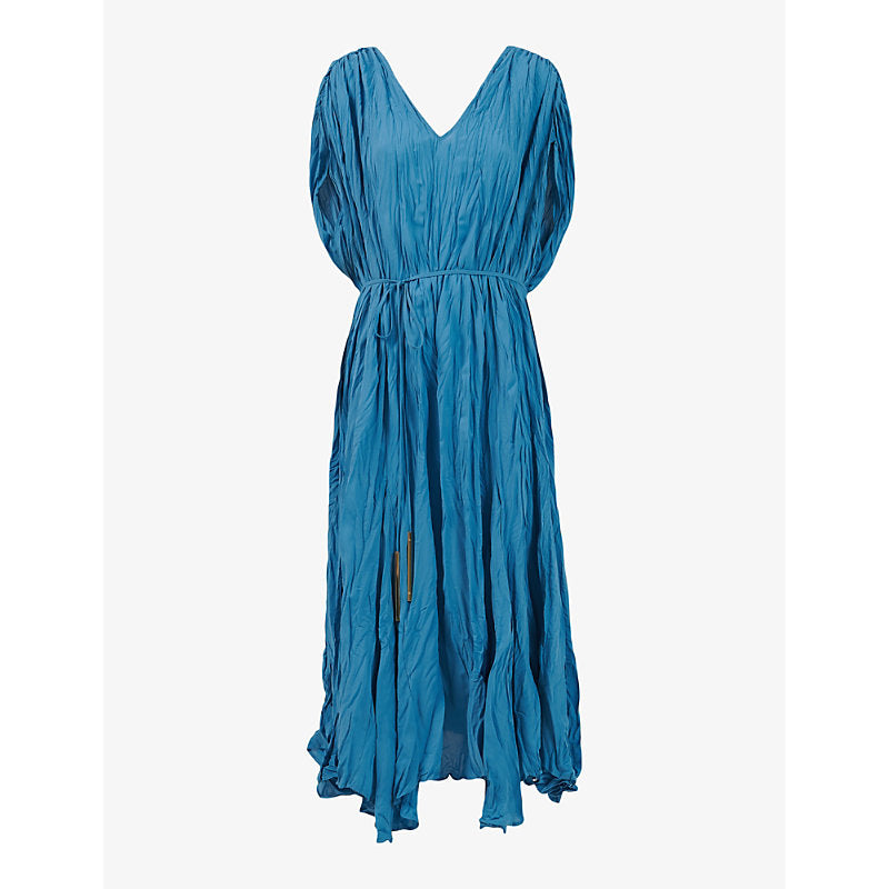 Leem Organic pleated woven midi dress | LEEM