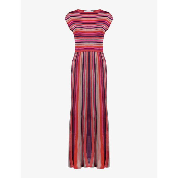 Leem Round-neck striped knitted midi dress | LEEM