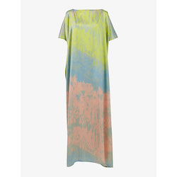 Leem Graphic-print slash-neck woven maxi dress | LEEM