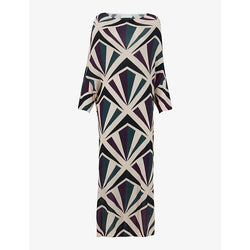 Leem Geometric-print round-neck knitted midi dress | LEEM