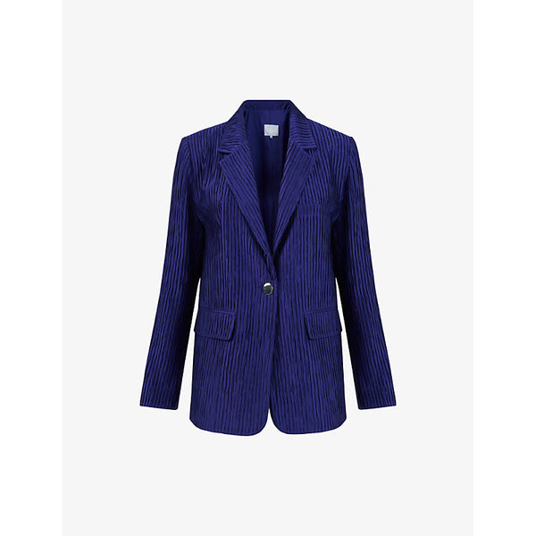 Leem Single-breasted slim-fit plisse blazer