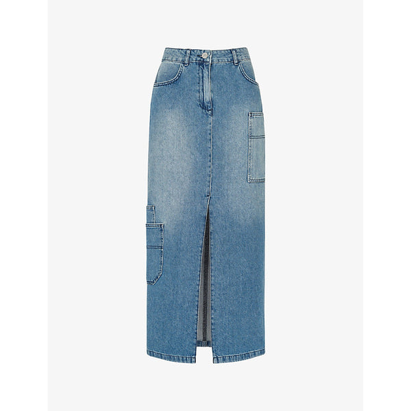 Whistles Cora patch-pocket denim maxi skirt