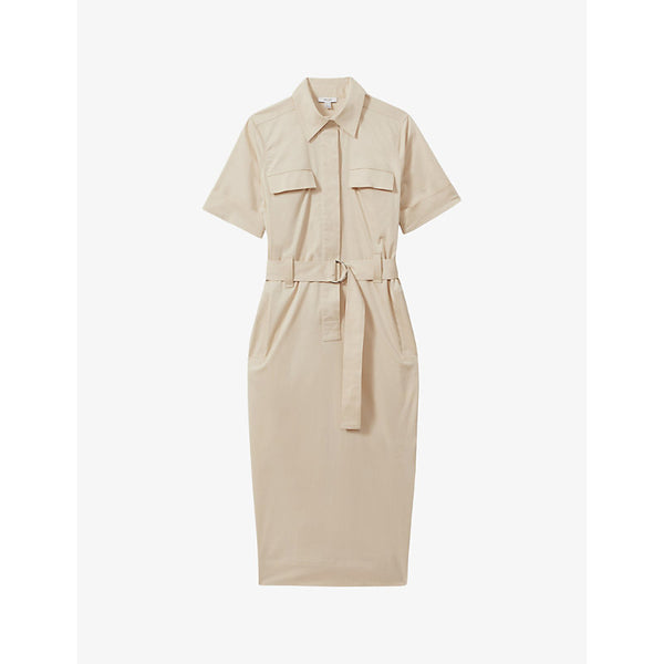 Reiss Aimie utility stretch cotton-blend midi dress | REISS