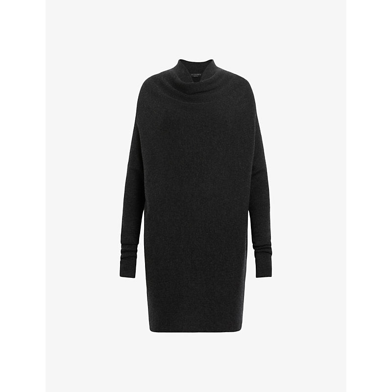 Allsaints Ridley roll-neck relaxed-fit wool and cashmere-blend mini dress | ALLSAINTS