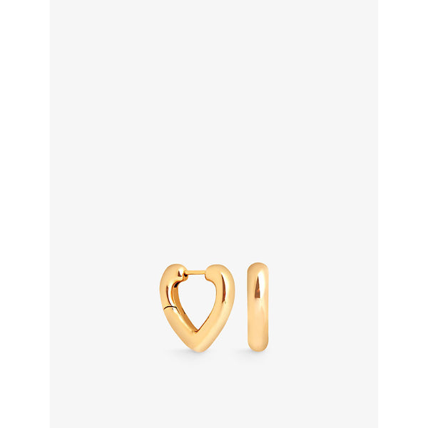 Astrid & Miyu Open Heart 18ct yellow gold-plated sterling-silver hoops