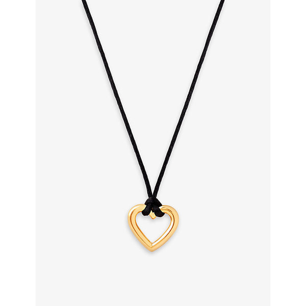  Astrid & Miyu Heart 18ct yellow gold-plated sterling-silver and cord pendant necklace