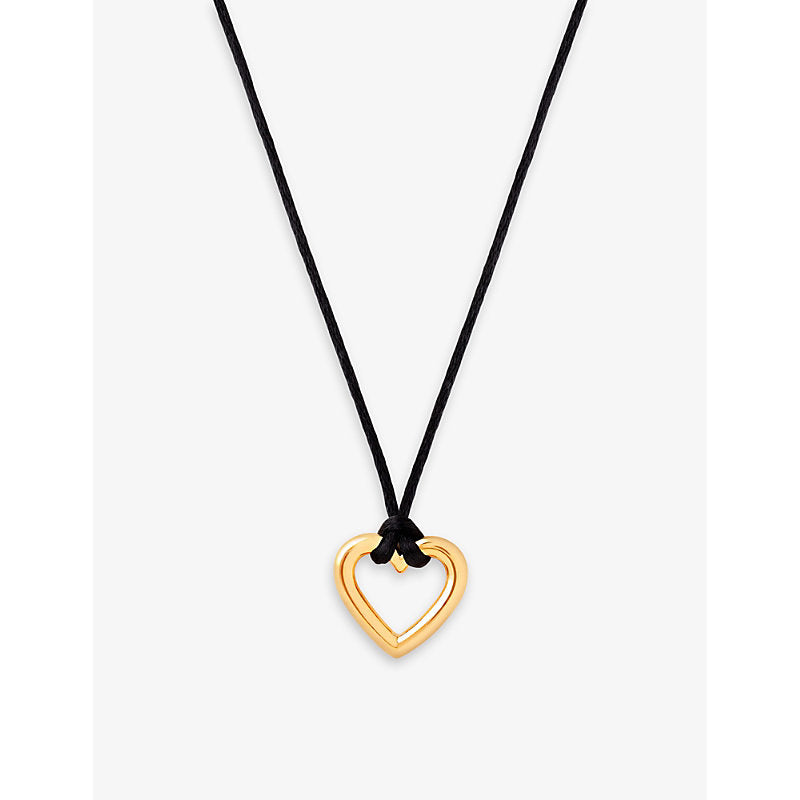  Astrid & Miyu Heart 18ct yellow gold-plated sterling-silver and cord pendant necklace