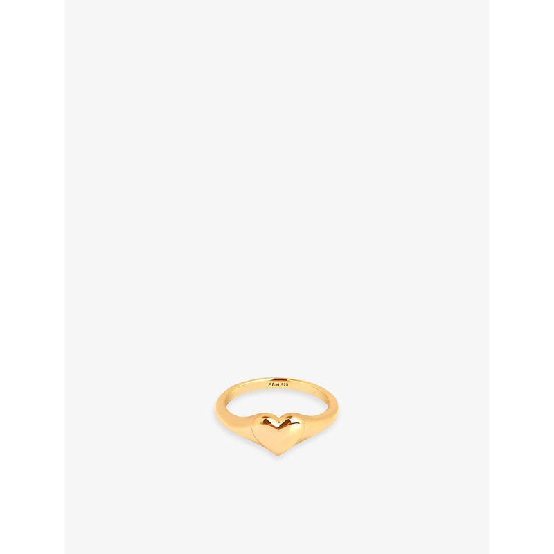 Astrid & Miyu Heart 18ct yellow gold-plated sterling-silver signet ring