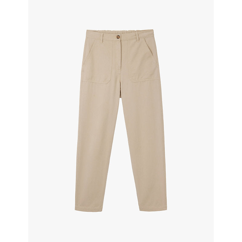  The White Company Patch-pocket tapered-leg mid-rise lyocell and cotton trousers