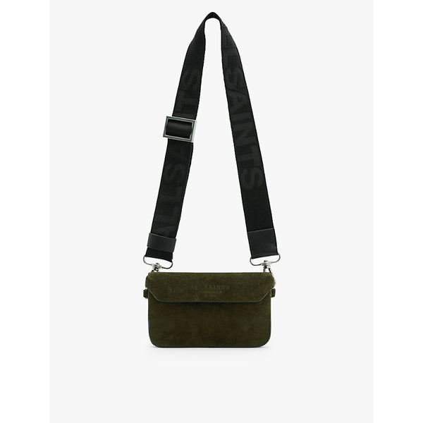  Allsaints Zoe logo-debossed suede cross-body bag