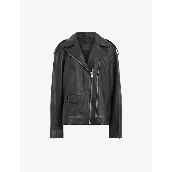 Allsaints Daylen oversized leather biker jacket