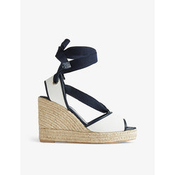 Lk Bennett Chiara self-tie cotton espadrille wedges