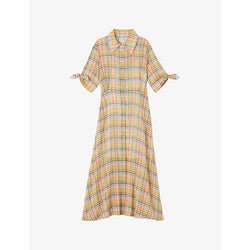 Lk Bennett Saffron check-print cotton midi dress | LK BENNETT