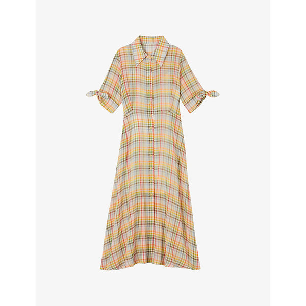 Lk Bennett Saffron check-print cotton midi dress