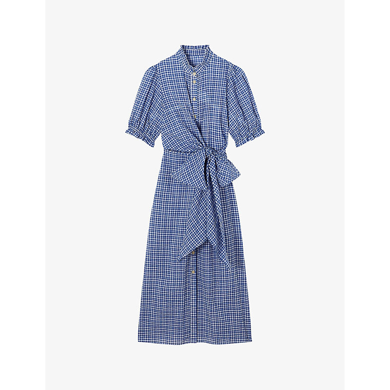 Lk Bennett Soleil check-print seersucker cotton-blend midi dress | LK BENNETT