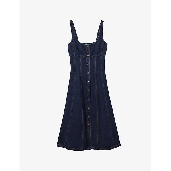 Reiss Lyle scoop-neck denim midi dress | REISS