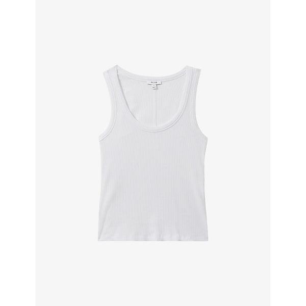  Reiss Elle scoop-neck ribbed stretch-cotton vest top