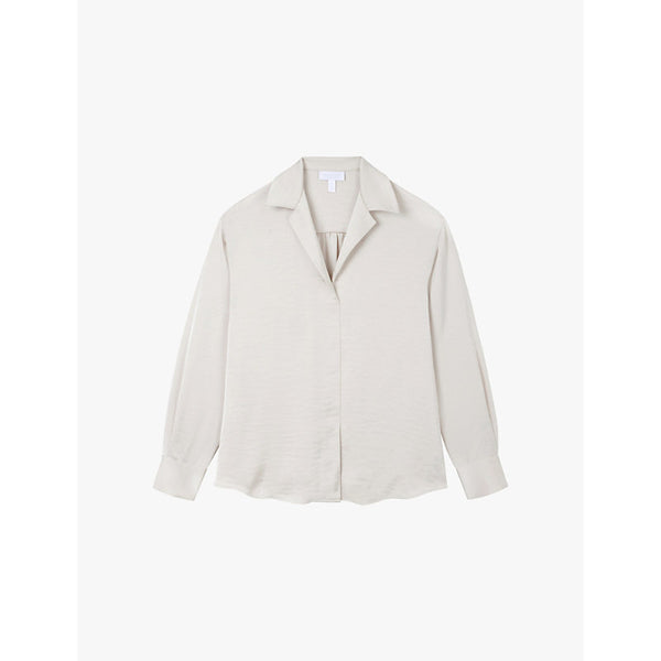  The White Company Revere-collar relaxed-fit satin blouse