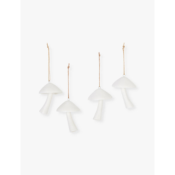 The White Company Mushroom-shaped porcelain decorations set of four