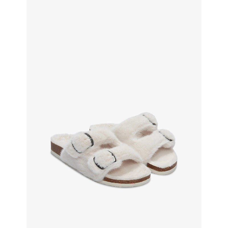 The White Company Adjustable-strap mould-footed faux-fur slippers | The White Company