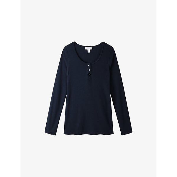 The White Company Henley scoop-neck strtetch-modal top