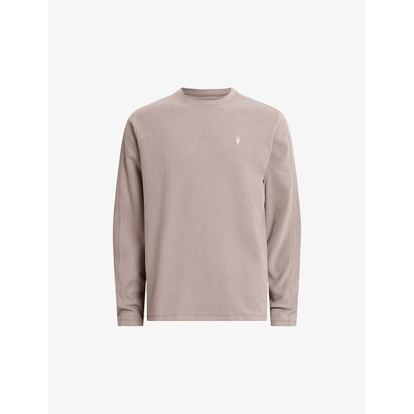 Allsaints Rowe logo-embroidered long-sleeve waffle organic-cotton T-shirt