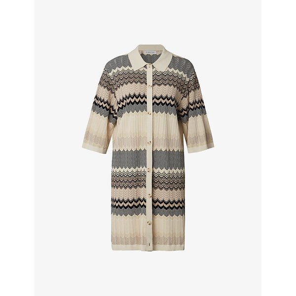 Malina Kim graphic-print button-down knitted mini dress | MALINA