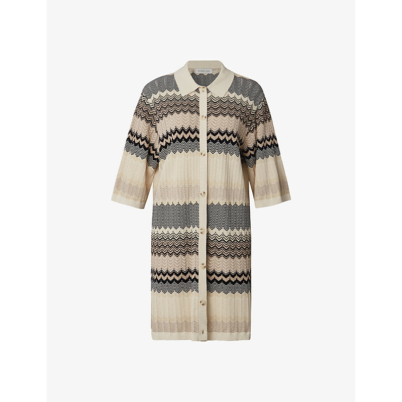 Malina Kim graphic-print button-down knitted mini dress | MALINA