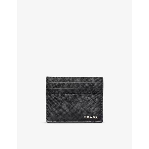 Prada Logo-plaque saffiano leather card holder | LYBSTORE