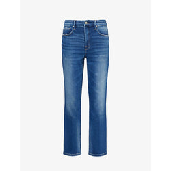  Good American Contrast-stitch straight-leg high-rise stretch-recycled denim jeans