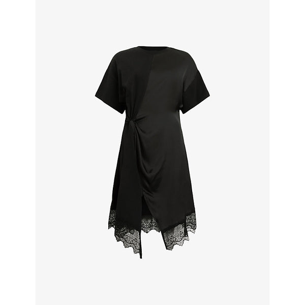 Allsaints Lana lace-embroidered short-sleeve organic-cotton mini dress